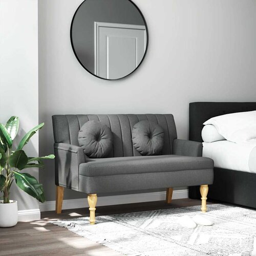  Klupa s jastucima tamnosiva 113 x 64,5 x 75,5 cm od tkanine Cijene