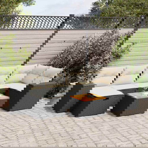 vidaXL 7-dijelni set vrtnih sofa od poliratana s jastucima crni Cijene