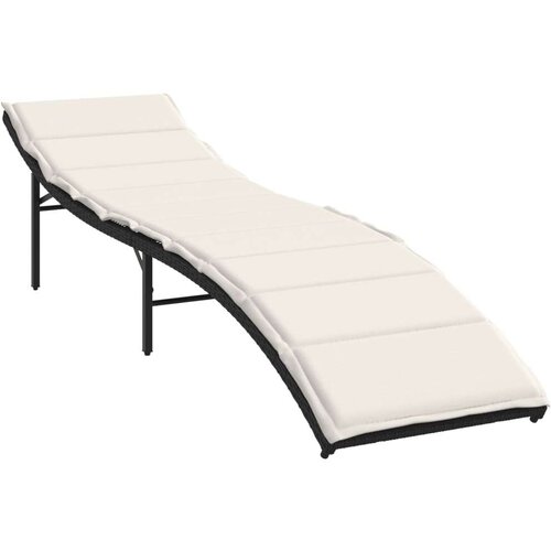  Ležaljka za sunčanje s jastukom crna 55 x 199 x 50 cm poliratan Slike