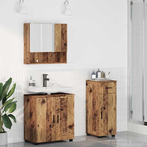 vidaXL Set namještaja za kupaonicu 3 pcs Staro drvo 61 x 35 x 64 cm Cijene