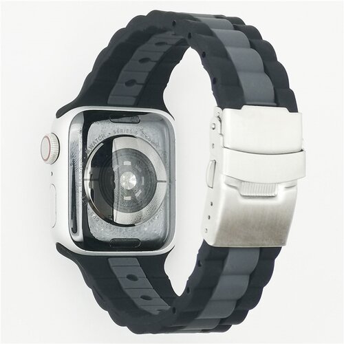 INF Dvobarvni silikonski pašček za uro za Apple Watch Series 1-7 & SE Black+Grey, (22102904) Cene
