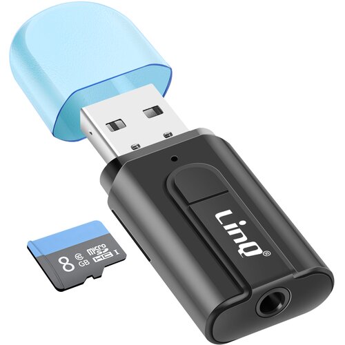 LINQ USB Bluetooth avdio adapter z 3.5mm Jack in režo za micro-SD kartico, Črna, (5000220114) Cene