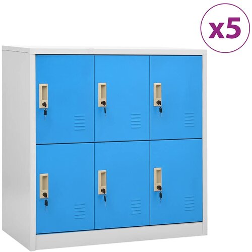  Ormarići s ključem 5 kom svjetlosivi/plavi 90x45x92,5 cm čelik Cijene