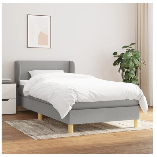  Box spring postelja z vzmetnico svetlo siv 100x200 cm blago Cene