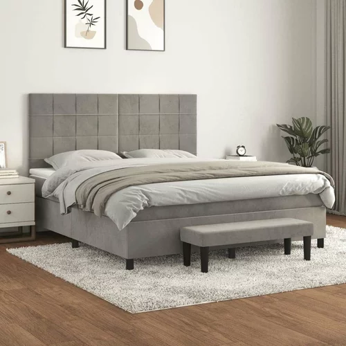  Box spring postelja z vzmetnico svetlo siva 180x200 cm žamet, (20999187)