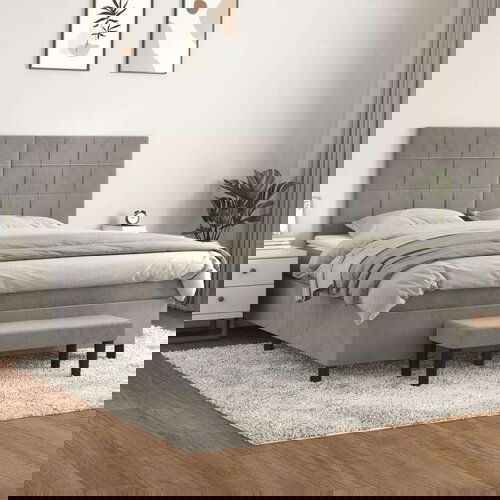  Krevet s oprugama i madracem svjetlosivi 180x200 cm bar&amp;scaron;unasti Slike