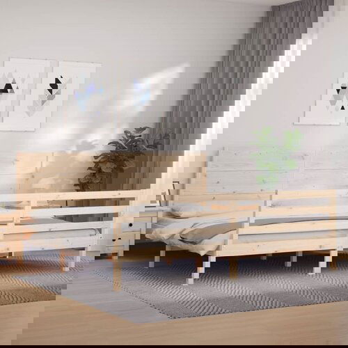 VidaXL Okvir kreveta s uzglavljem 200 x 200 cm od masivnog drva Slike