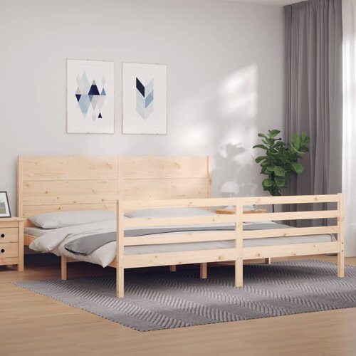 VidaXL Posteljni okvir z vzglavjem 200x200 cm trden les Slike