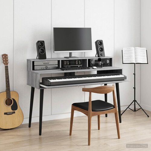 Studio radni stol Siva Sonoma 130 x 42,5 x 36 cm Slike