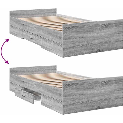  Okvir kreveta s pohranom s ladicama Siva Sonoma 80 x 200 cm Slike