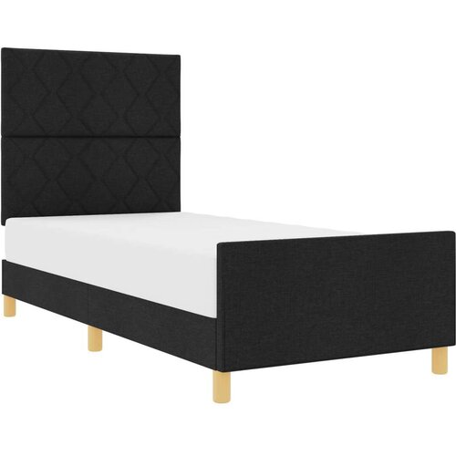 VidaXL okvir kreveta Set od 2 Crna Čvrsto drvo tkanina 90 x 200 cm Slike