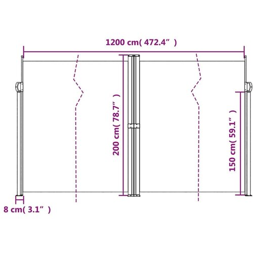 vidaXL Zložljiva stranska tenda bela 200x1200 cm Cene