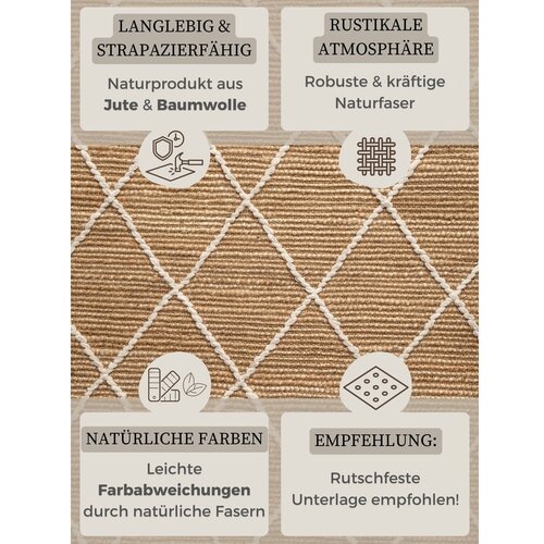 Hanse Home Ročno tkan tekač iz jute v naravni barvi 80x200 cm Kunu &amp;ndash; Slike
