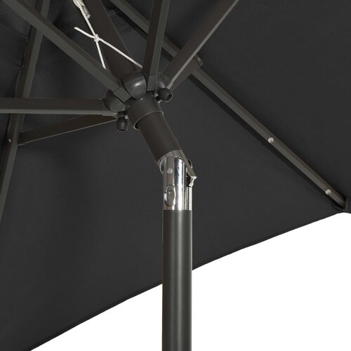  Vrtni suncobran s LED svjetlima crni 200 x 211 cm aluminijski Slike