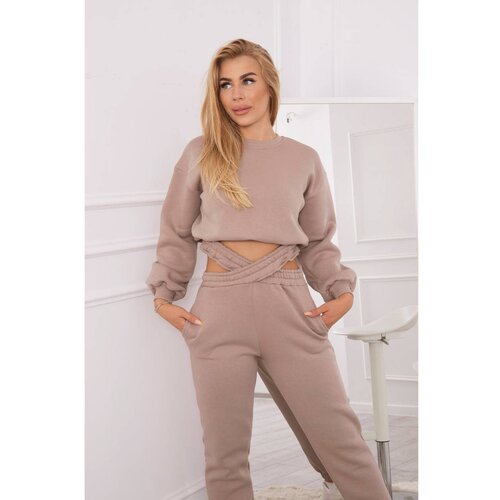 Kesi Insulated set with a short sweatshirt dark biege Slike