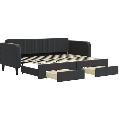 VidaXL Izvlečna dnevna postelja s predali črna 80x200 cm žamet, (20937684) Slike