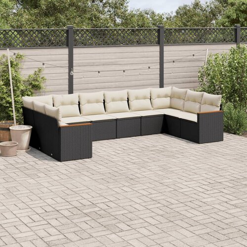  10-dijelni set vrtnih sofa s jastucima crni od poliratana Cijene