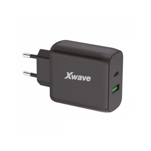 X Wave GaN45-AC GaN ultra-brzi punjac 45W USB-A + USB-C, za mobilne, tablete, Crni Cene