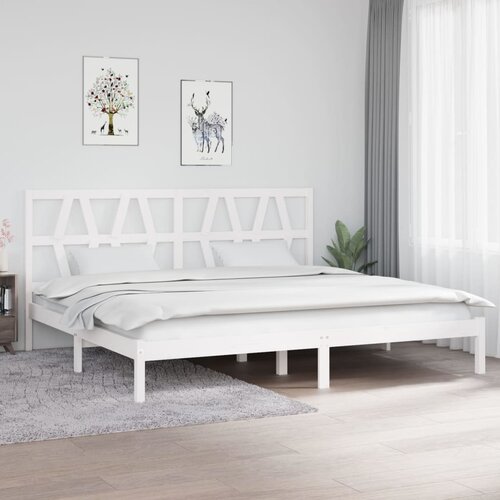 VidaXL Okvir za krevet od masivne borovine bijeli 200 x 200 cm Slike