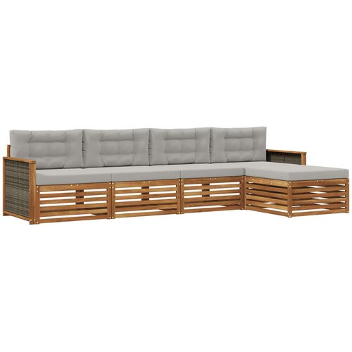 vidaXL Zunanja garnitura za sedenje 5 pcs Naravna in svetlo siva, (5000281661) Cene