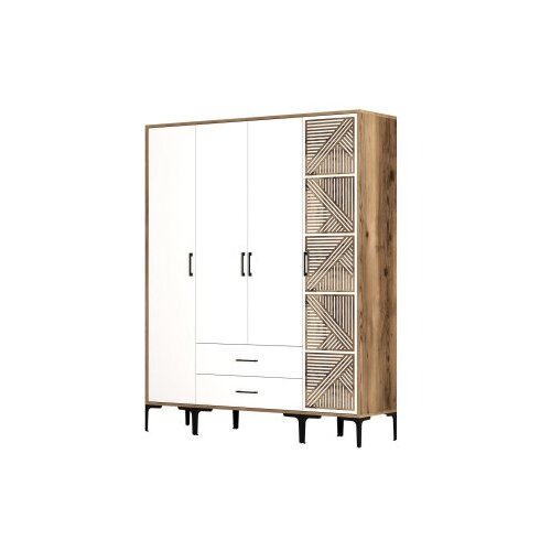 Hanah home kumsal stp - walnut, white walnutwhite wardrobe Slike