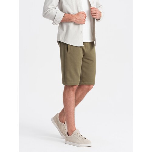 Ombre Men&amp;#039;s BASIC cotton sweat shorts - olive Slike
