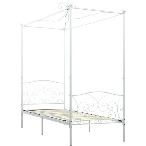 Maison Chic Posteljni okvir - Dvoposteljna postelja - Zakonska postelja z ogrodjem za baldahin bel kovinski 100x200 cm, (21695016) Cene