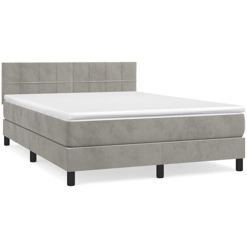 Maison Chic Box spring postelja - Vzmetna postelja z vzmetnico svetlo siva 140x200 cm žamet SL21387, (21892930) Cene