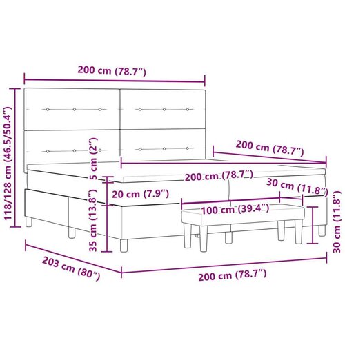  Krevet na podlozi s madracem i klupom Tamno plavi 200x200 cm Bar&amp;scaron;un Slike