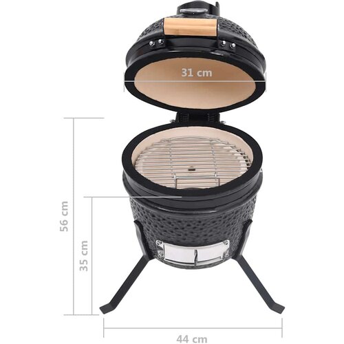 V 2-u-1 roštilj s pušnicom Kamado keramički 56 cm crni Cene