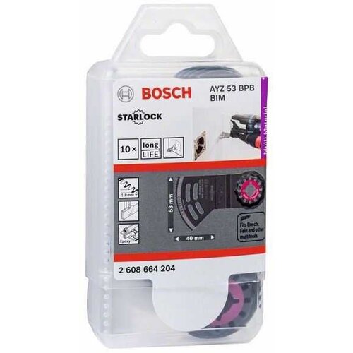 Bosch BIM list pile za uranjanje Dual-Tec AYZ 53 BPB multi-material, 40 x 53 mm, pakiranje od 10 kom. 8WH90011AA00 AYZ53BPB bimetal komplet listova pile 53 mm 10 St. Slike