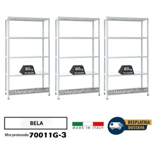  Komplet od 3 police 187x100x40cm 5x80kg bela Cene