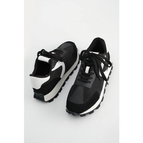 Marjin Men's Sneaker Thick Sole Lace Up Sports Shoes Edva Black Cene