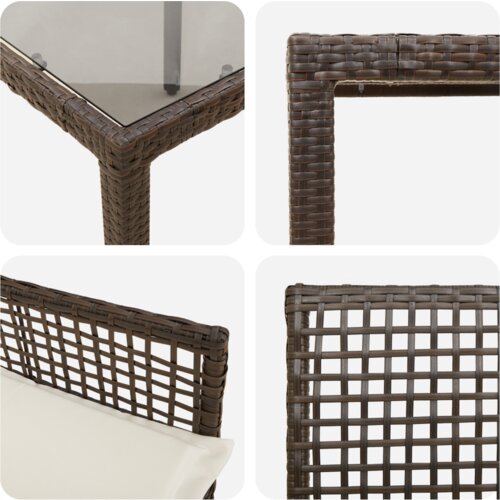  Vrtni set za objed 7 pcs Smeđa 190 x 90 x 75 cm Poliratan Slike