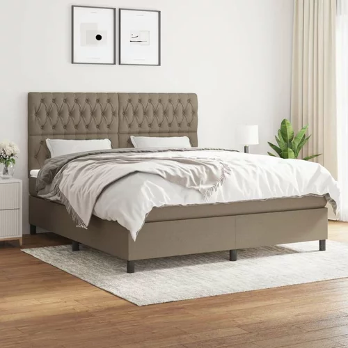  Box spring postelja z vzmetnico taupe 180x200 cm blago