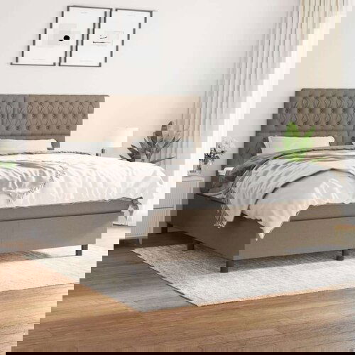  Krevet s oprugama i madracem smeđesivi 180x200 cm tkanina Slike