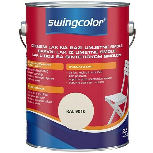 SWINGCOLOR Barvni lak iz umetne smole (bele barve, svilnato mat, 2,50 l) Cene