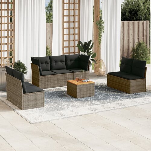 VidaXL 8-dijelni set vrtnih sofa od poliratana s jastucima sivi Slike