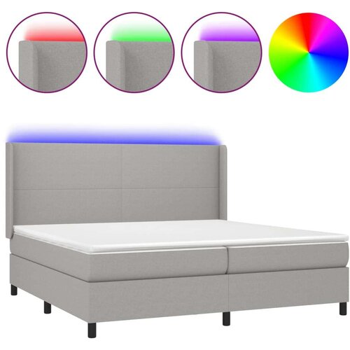  Box spring s madracem LED svjetlosivi 200x200 cm tkanina Slike