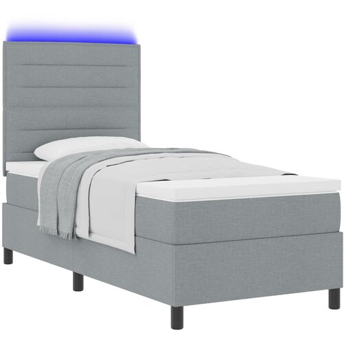 VidaXL Krevet s kutijom s madracem &amp;amp; LED svjetlom svijetlo siva 80x200 cm tkanina Slike