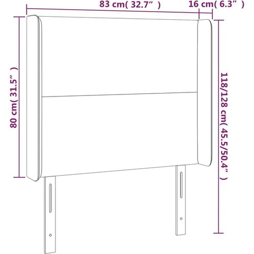 vidaXL LED posteljno vzglavje temno sivo 83x16x118/128 cm blago Cene