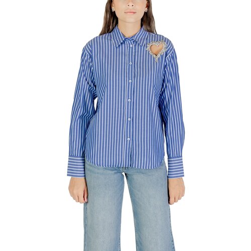Only Srajce &amp;amp; Bluze Onlkaylen Ls Heart Emb Shirt Wvn 15360749 Modra Slike