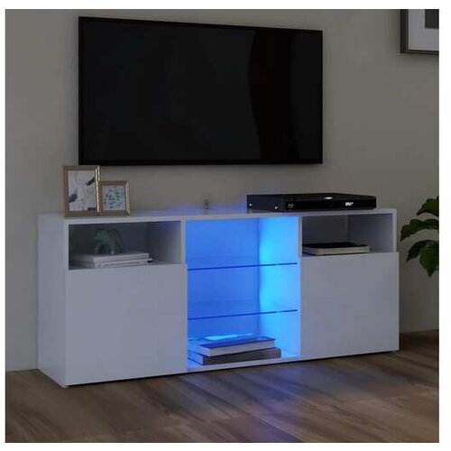  TV omarica z LED lučkami bela 120x30x50 cm Cene