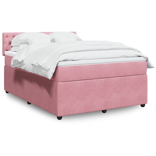 vidaXL Box spring postelja z vzmetnico roza 160x200 cm žamet Cene