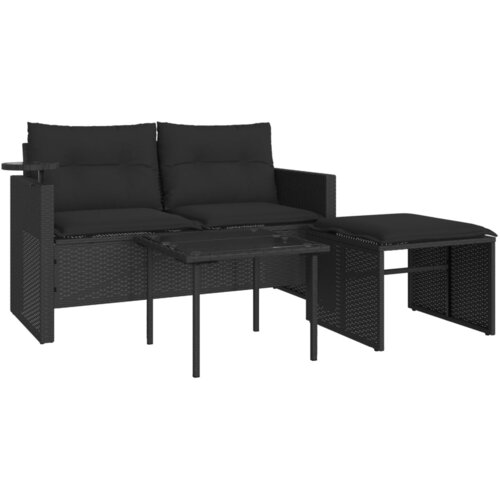 Maison Chic Seti vrtnega pohištva - Vrtna garnitura - Vrtni pohištvo set 3-delna z blazinami črn poli ratan, (21809593) Cene