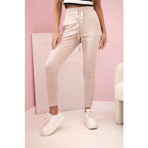 Kesi Women's trousers with a frill on the sides beige Cijene