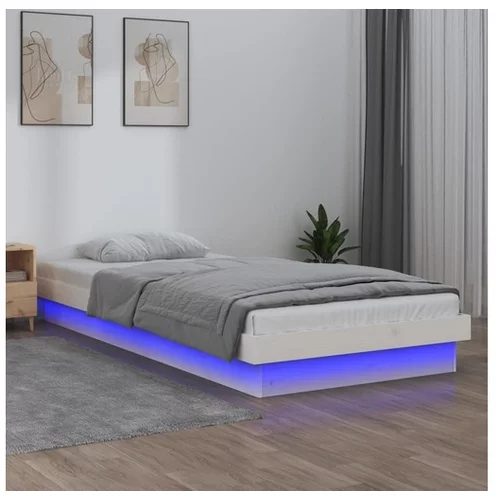  LED posteljni okvir bel 90x200 cm trles