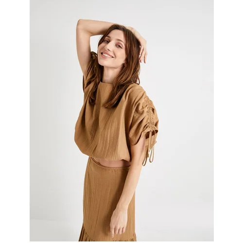 Koton Draped Bat Sleeve Crop Blouse