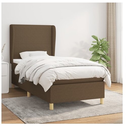 VidaXL Krevet s oprugama i madracem tamnosmeđi 90 x 190 cm od tkanine Slike