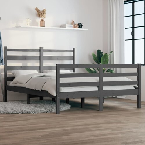 VidaXL Posteljni okvir iz trdne borovine 160x200 cm siv Slike